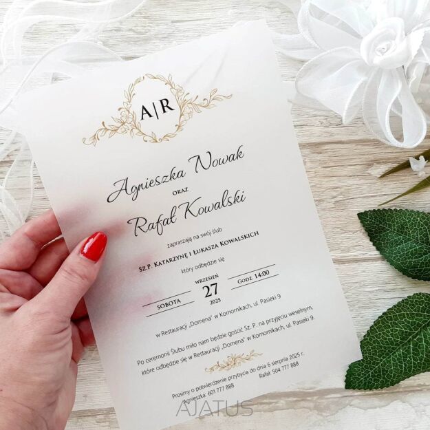 A5 ZAPROSZENIA ORNAMENT INICJAŁY -67 KALKA