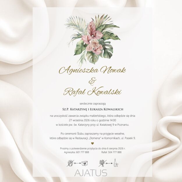 A5 ZAPROSZENIA ANTURIUM MONSTERA - 47 KALKA