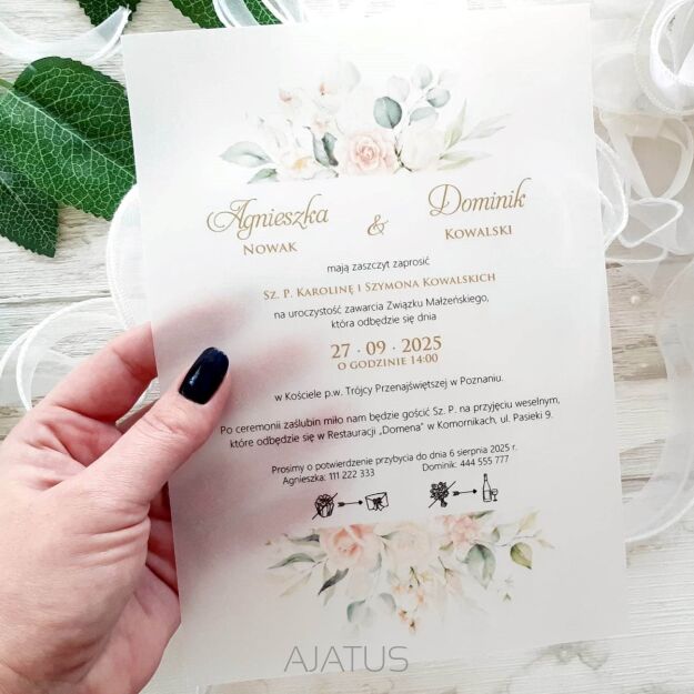 A5 ZAPROSZENIA RÓŻ KWIATY-85 KALKA