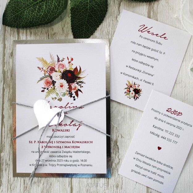 JKZ-A6 SREBRO -8 BORDO KWIATY