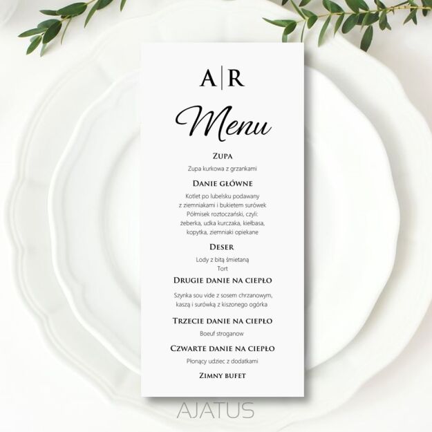 MENU INICJAŁY ZŁOTO/SREBRO/ECO