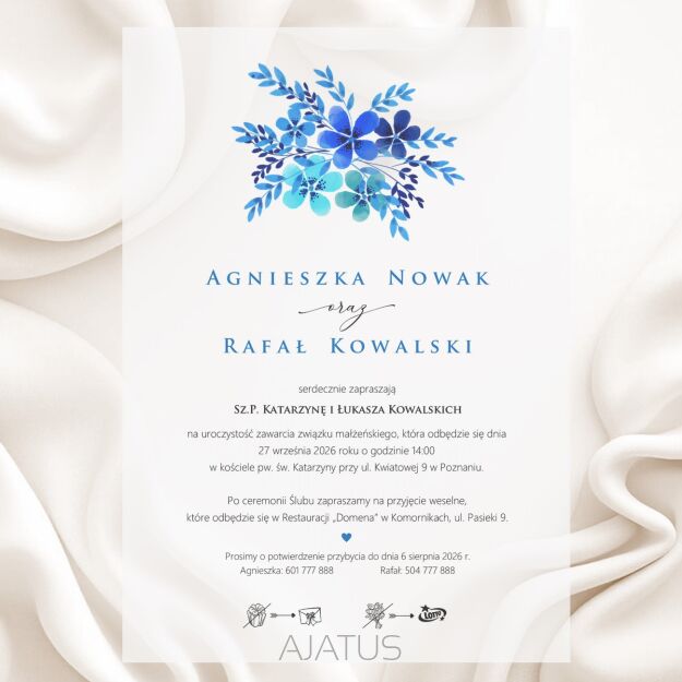 A5 ZAPROSZENIA KWIATY NIEBIESKIE - 92 KALKA