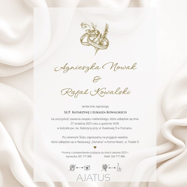 A5 ZAPROSZENIA OBRĄCZKI POLNE KWIATY KŁOS -29 KALKA