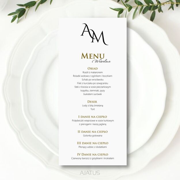 M-108 MENU/ZŁOTO/SREBRO INICJAŁY