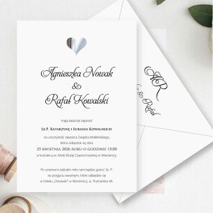 ZAPROSZENIA FORMAT B6 WZ10 SREBRNE SERCE 3D