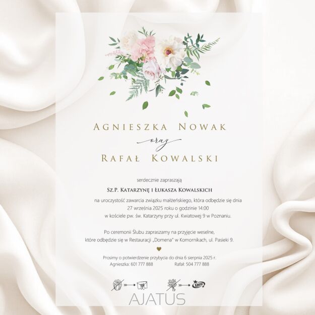 A5 ZAPROSZENIA KWIATY RÓŻ - 105 KALKA