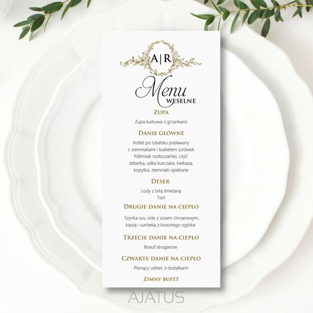 MENU ORNAMENT INICJAŁY ECO/ZŁOTO