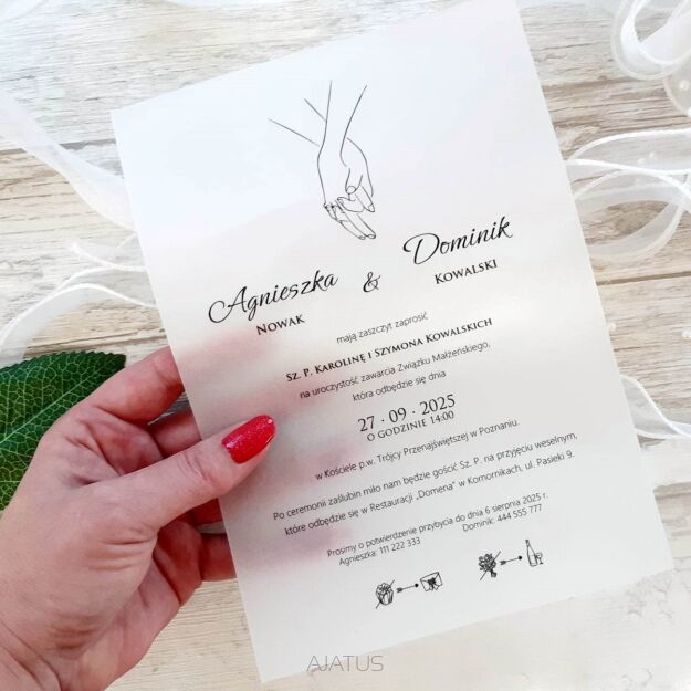 A5 ZAPROSZENIA SPLECIONE DŁONIE -74 KALKA