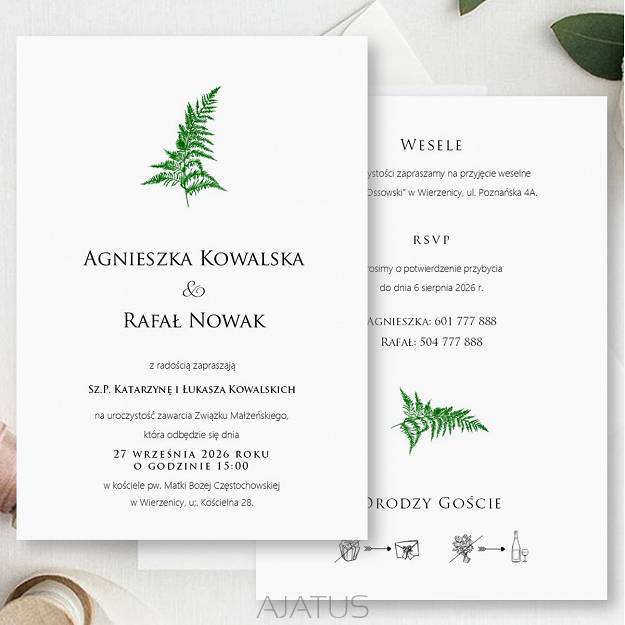 KOD016 ZAPROSZENIA FORMAT B6 PAPROĆ