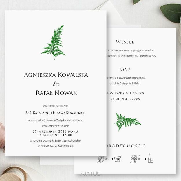 KOD016 ZAPROSZENIA FORMAT B6 PAPROĆ