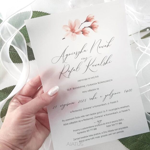 A5 ZAPROSZENIA KWIATY MAGNOLII -91 KALKA