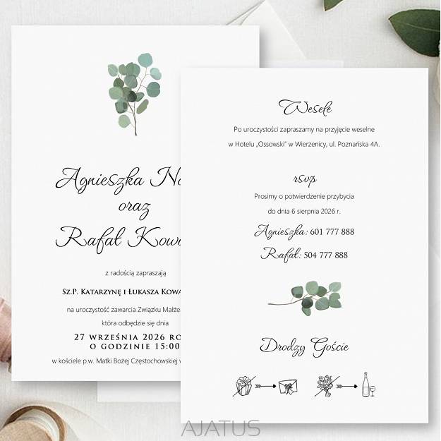 KOD015 ZAPROSZENIA FORMAT B6 EUKALIPTUS