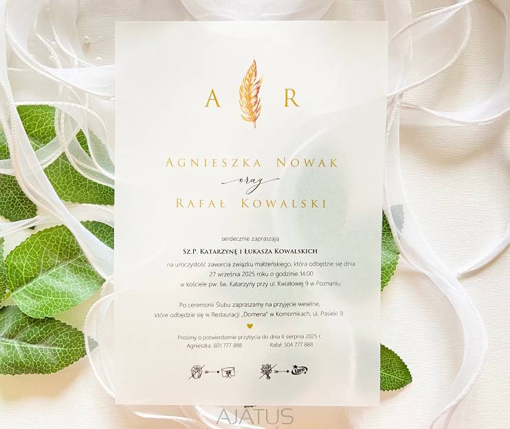 A5 ZAPROSZENIA PIÓRKO -104 KALKA