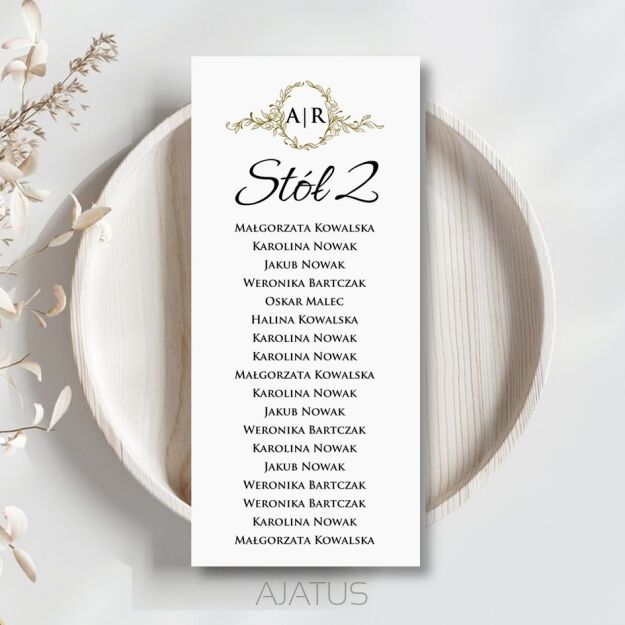 PLAN STOŁÓW ORNAMENT INICJAŁY ECO/ZŁOTO