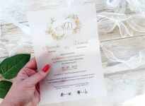 A5 ZAPROSZENIA KWIATY POMARAŃCZ INICJAŁY -75 KALKA - 2