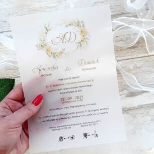 A5 ZAPROSZENIA KWIATY POMARAŃCZ INICJAŁY -75 KALKA