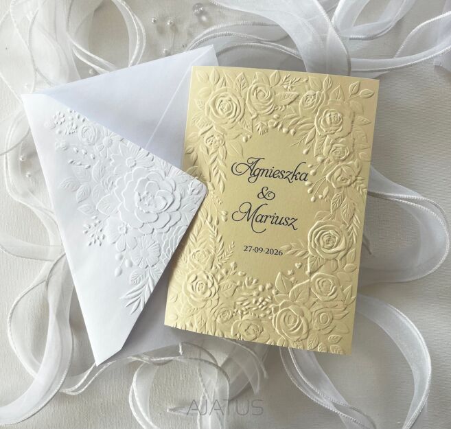 A6 ZAPROSZENIA TŁOCZENIE JASNY BEŻ