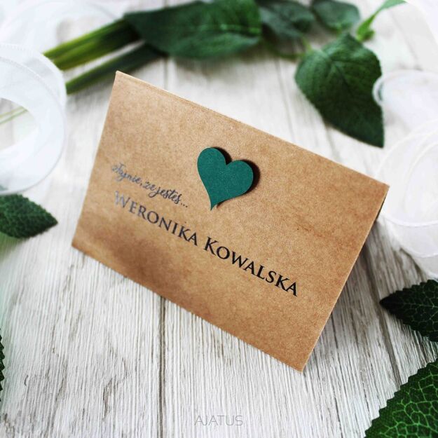 Winietki Seria ECO SERCE 3D CIEMNA ZIELEŃ