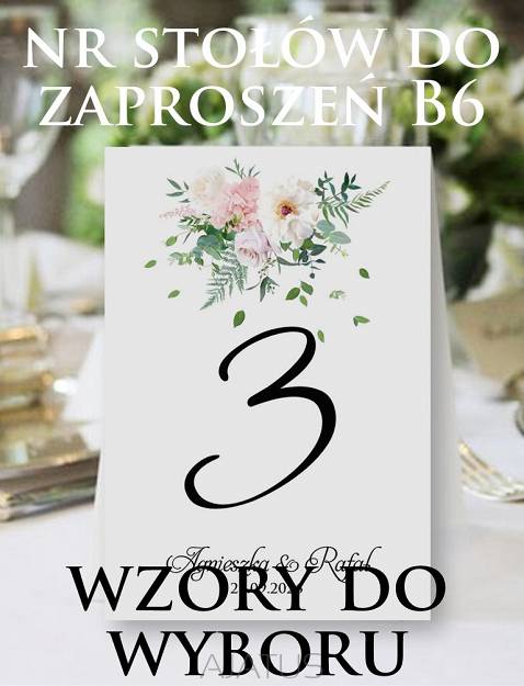 Numery Stołów DO ZAPROSZEŃ B6