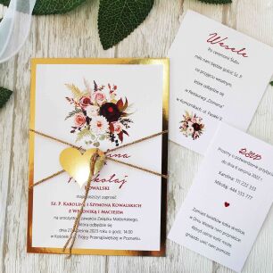 JKZ-A6 ZŁOTO-4 BORDO KWIATY