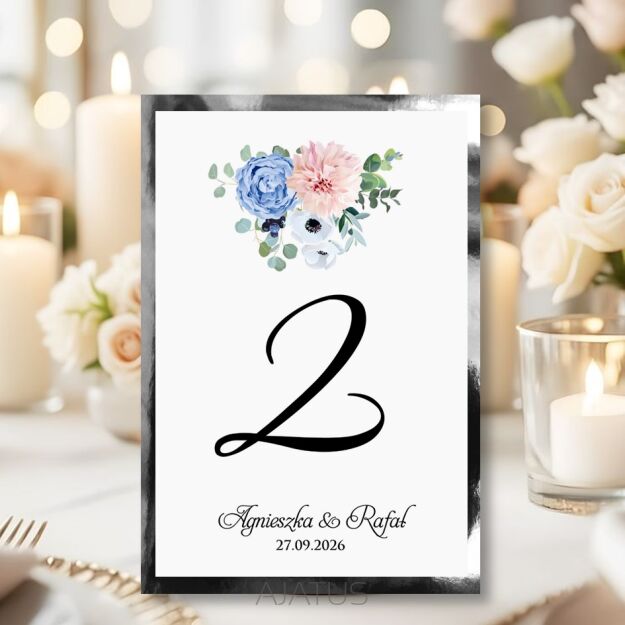 Numery Stołów KWIATY 1 ZŁOTO/SREBRO