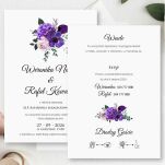 KOD022 ZAPROSZENIA FORMAT B6 KWIATY FIOLET - 4