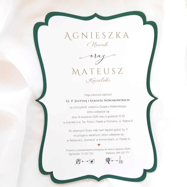 ZAPROSZENIA JKZ A5 CIEMNA ZIELEŃ laser