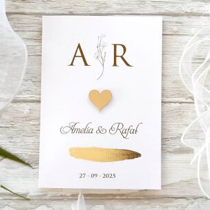 JKZ SK A6 ZŁOTE SERDUSZKO 3D INICJAŁY GAŁĄZKA