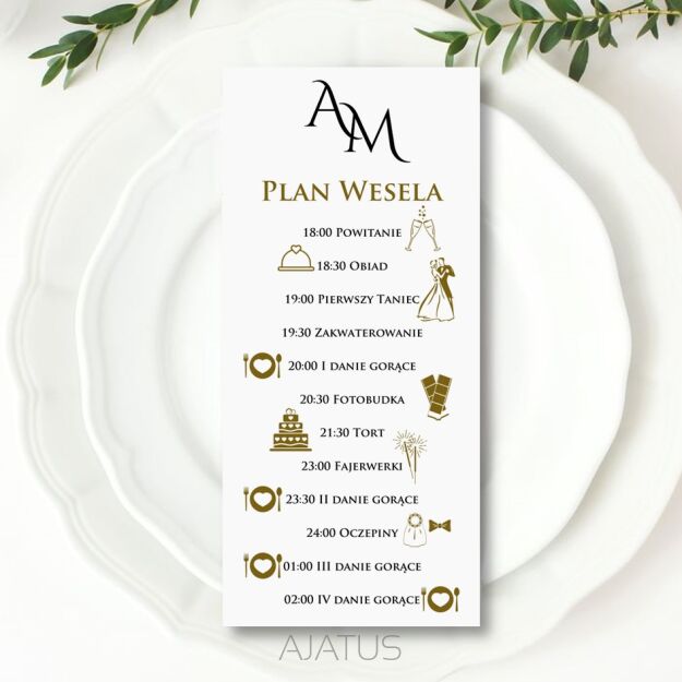 PLAN WESELA ZŁOTY INICJAŁY
