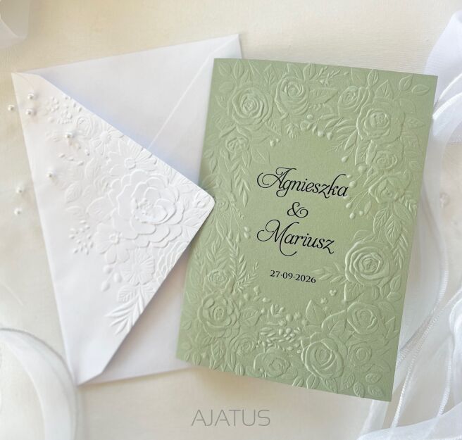 A6 ZAPROSZENIA TŁOCZENIE ZIELEŃ