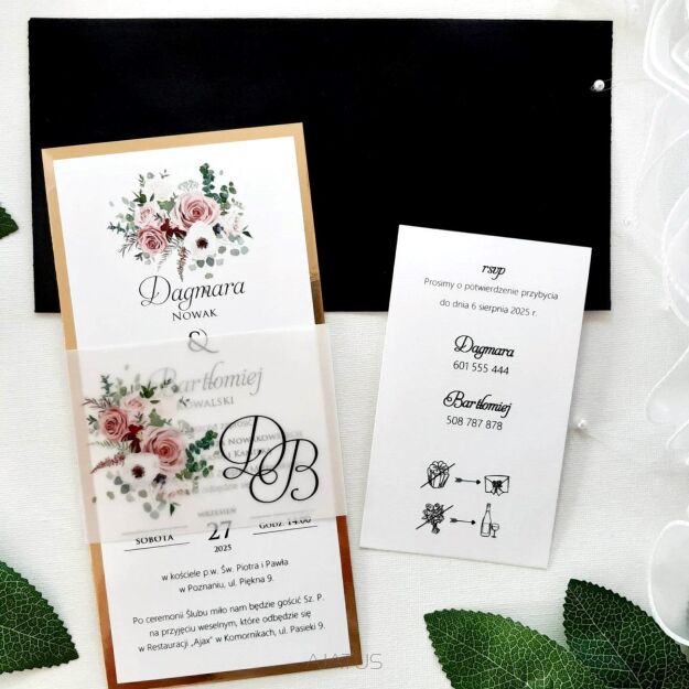 DL ZŁOTO KALKA KWIATY RÓŻ  - 2