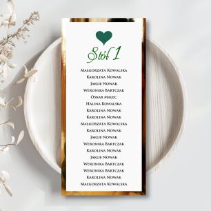 PLAN STOŁÓW SERCE 3D CIEMNA ZIELEŃ ZŁOTO/SREBRO/ECO/CIEMNA ZIELEŃ