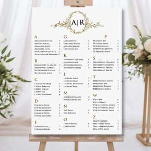 PLAKAT - PLAN STOŁÓW A3 ALFABETYCZNY