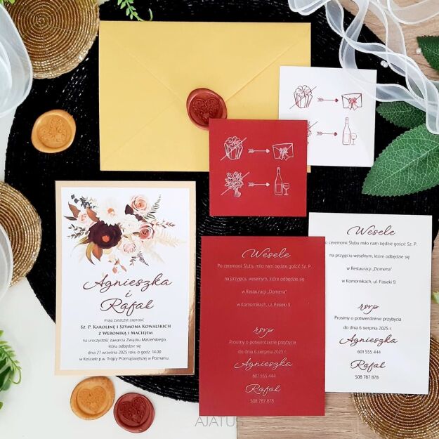 JKZ ZŁOTO BORDO KWIATY