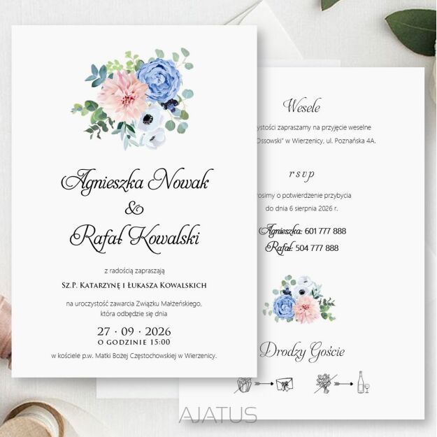 KOD017 ZAPROSZENIA FORMAT B6 KWIATY 1