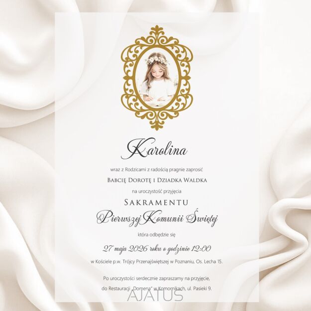 A5 ZAPROSZENIA KOMUNIA KALKA - dziewczynka
