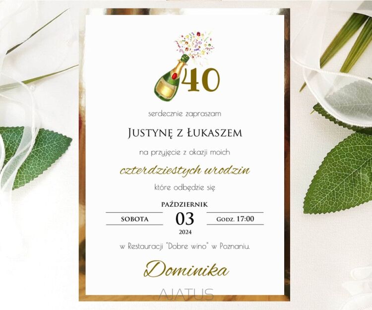 A6 ZAPROSZENIA URODZINY ZŁOTO/SREBRO