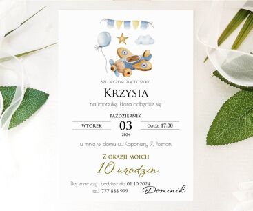 A6 ZAPROSZENIA URODZINY SAMOLOT1