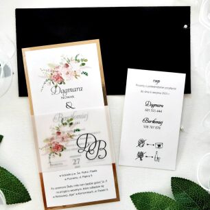 DL ZŁOTO KALKA KWIATY RÓŻ  - 5