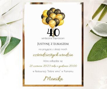 A6 ZAPROSZENIA URODZINY5 ZŁOTO/SREBRO