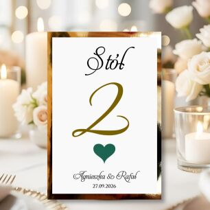 Numery Stołów SERCE ZŁOTO/SREBRO/ECO/CIEMNA ZIELEŃ