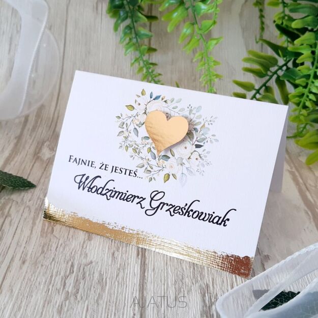 Winietki Seria KWIATY GLAMOUR ZŁOTE SERCE 3D