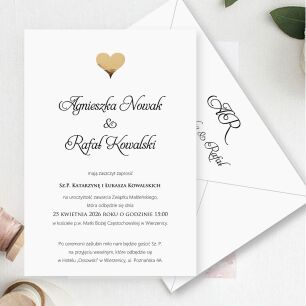 ZAPROSZENIA FORMAT B6 WZ10 ZŁOTE SERCE 3D