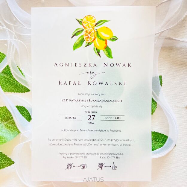 A5 ZAPROSZENIA CYTRYNY styl WŁOSKI -103 KALKA