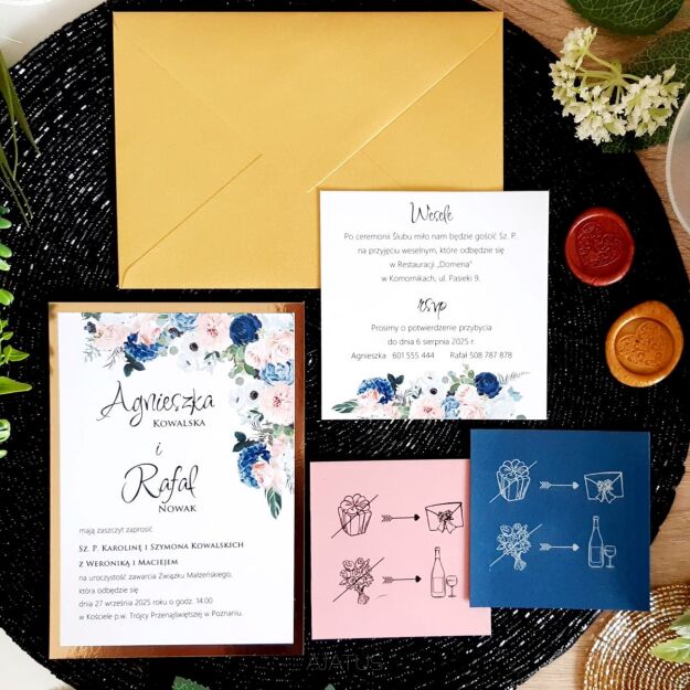 JKZ ZŁOTO KWIATY GRANAT/RÓŻ/BIEL