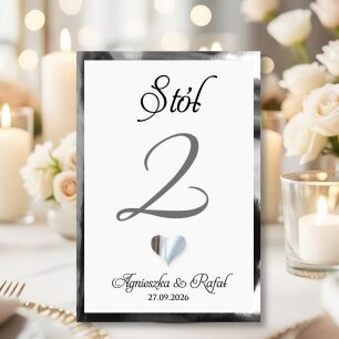 Numery Stołów SREBRO SERCE 3D