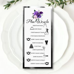 PLAN WESELA KWIATY FIOLET ZŁOTY/SREBRO