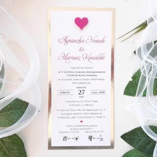 JKZ DL SREBRO SERCE 3D FUKSJA/AMARANT