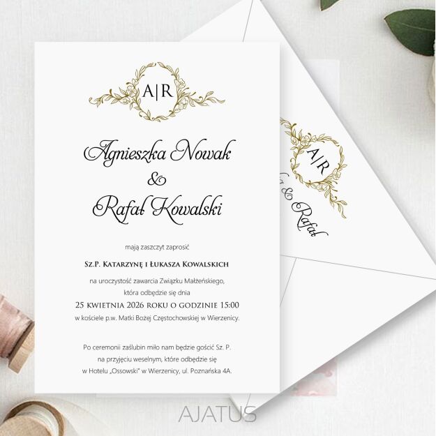 KOD005 ZAPROSZENIA FORMAT B6 ORNAMENT INICJAŁY