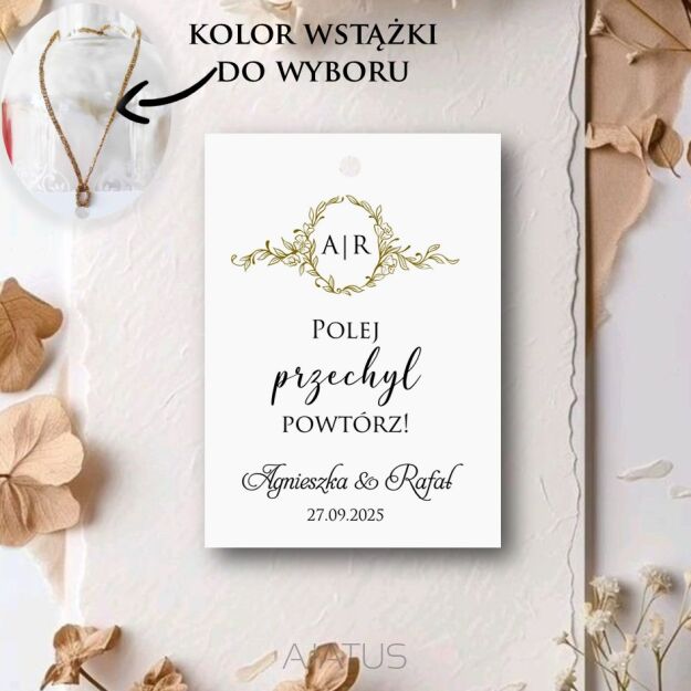 Zawieszki na alkohol ORNAMENT INICJAŁY ECO/ZŁOTO